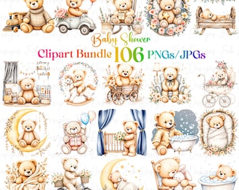 Neutrale babyshower-clipart: boho kinderkamer decor (digitale png-download)