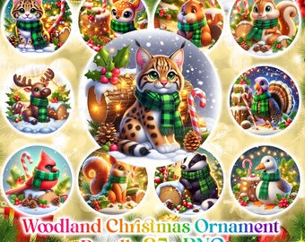 Christmas Woodland Animals Ornament PNG Bundle: 3D Sublimation Designs (Digital Download