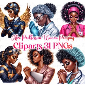 Praying Black Woman Clipart: Afro Faith PNG (Digital Download