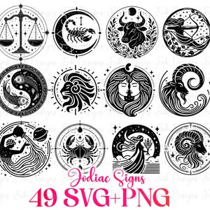 49 Zodiac Svg Bundle, Horoscope Svg, Astrology Signs svg, Zodiac Symbols Svg, Gemini Svg, Aries Svg Virgo Svg Libra Svg Svg Files For Cricut
