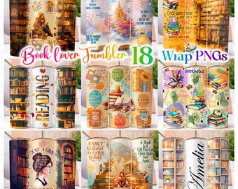 Floral Book Lover Tumbler Wrap Bundle: 20 oz Skinny Tumbler Sublimation Design (Digital Download)