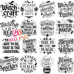 Witchy Quotes SVG Bundle: Halloween Designs, Witch Clipart (Digital Download)