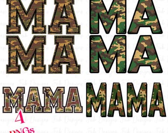 4 Retro Camo Mama Png, Mama Camouflage Png, Mama Camo Svg, Old Camo Mama, Mama Png, Vintage Coma Mama sublimeringsskjorta. Svg & Png