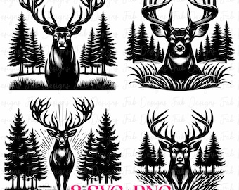 8 Big Buck, SVG PNG JPG, Hirsch, Hirschbuck-Design, Hirschkunst, Sublimation, Hirschjagd, Buck, Print, Weißwedelhirsch, Hirschgeweih