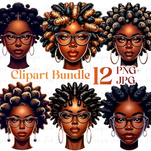 Black Woman Hairstyle Clipart: Afro Bantu Knots (PNG Digital Download)
