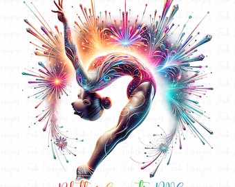 Colorful Iridescent Gymnast Png, Sublimation Design, Gymnastics Png, Rhythmic Gymnastics, T-Shirt Design, Digital Download Png, DTF Png