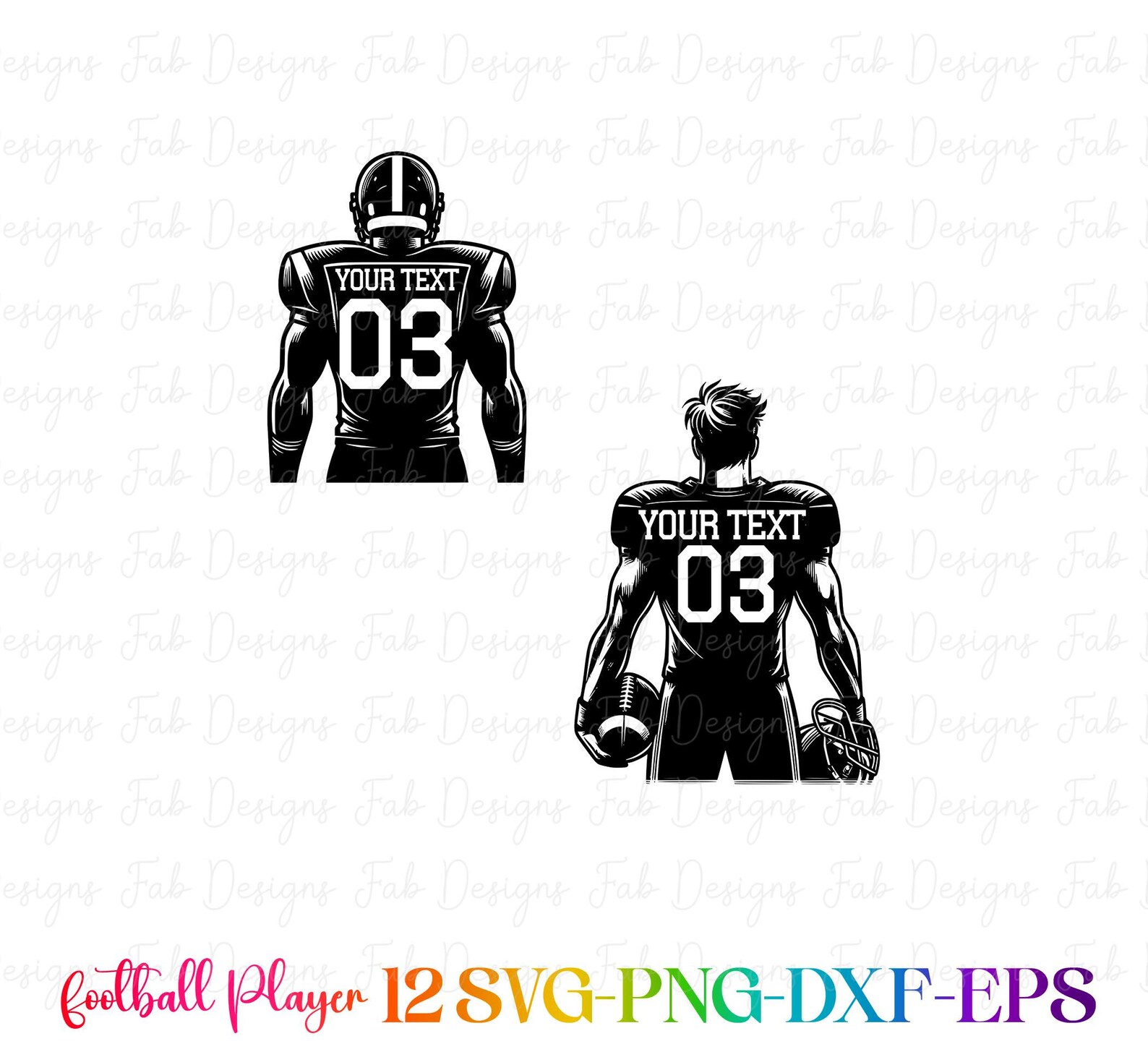 Custom Football Player SVG: Name & Number Design (digital Download) - Etsy