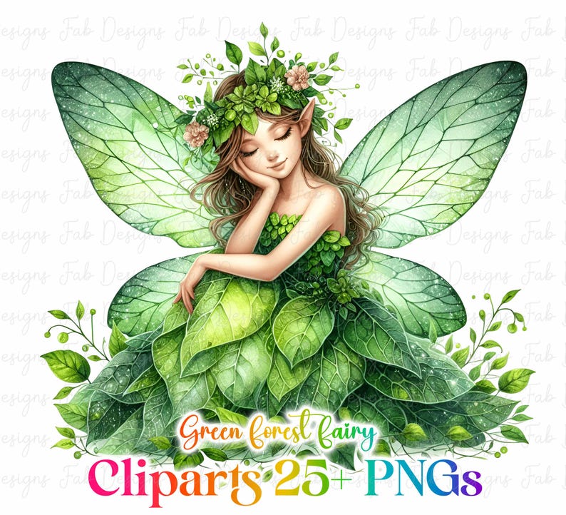 Forest Fairy Watercolor Clipart: Fantasy PNG Images (digital Download ...