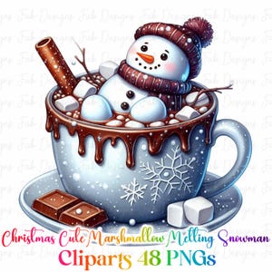 Boneco de Neve Derretido Chocolate Quente PNG: Download Digital de Inverno