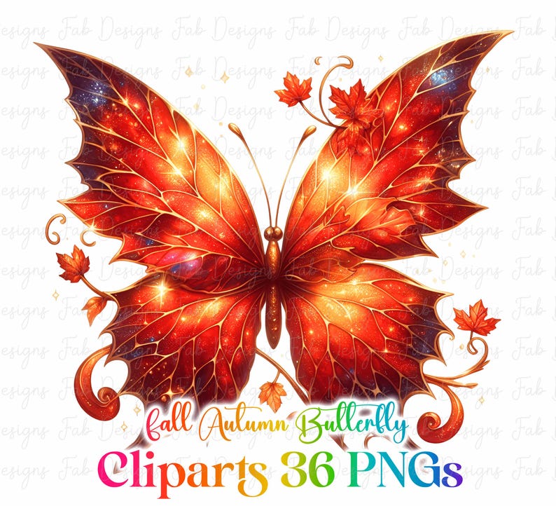 Fall Butterfly Clipart Bundle: Watercolor PNG Graphics (digital ...