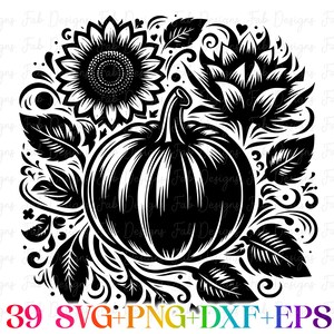 39 Halloween pumpa SVG-paket, Halloween svg, Thanksgiving, höst svg, png, svg-filer för Cricut, silhuett, sublimeringsdesign nedladdningar bild 8