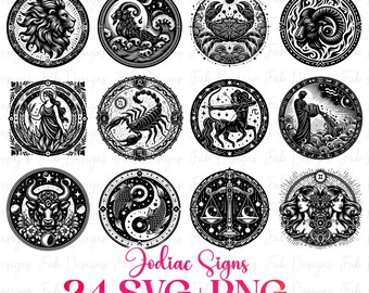 24 Sternzeichen-Svg-Bundle, Horoskop-Svg, Astrologie-Zeichen-Svg, Sternzeichen-Symbole-Svg, Gemini-Svg, Aries-Svg-Jungfrau-Svg Libra-Svg-Svg-Dateien Für Cricut