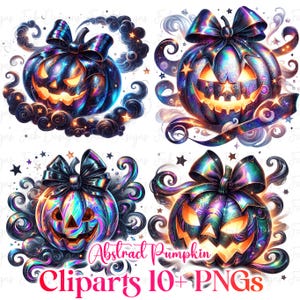 Lot de 10 cliparts citrouille d'Halloween aquarelle, Abtsarct citrouille clipart Png, automne automne citrouille Halloween Clipart, clipart citrouille png