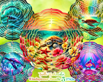 5 Sea Turtle Wind Spinner PNG, Colorful Wind Spinner Sublimation Design, Calf Windspinner Sublimation Template PNG, Png for Wind Spinners
