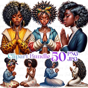 50 Praying Black girl clipart bundle,African Girl Graphics,afro girl clipart,Praying girl clipart,beautiful girl clipart,black girl clipart