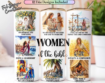 Femmes de la Bible 20 oz d'emballage mince de verre, emballage de verre de femmes chrétiennes, emballage de femmes de Dieu Bible Jésus Dieu chrétien png, emballage de gobelet de bible