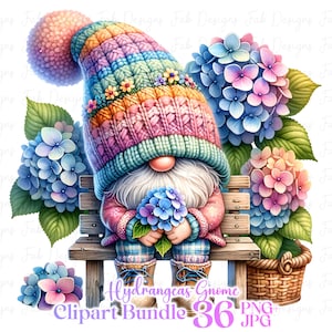 36 Watercolor hydrangeas Flower Gnome clipart bundle PNG, Garden clipart, Flower gnome PNG graphics, Gnome With Flower, Floran Gnome Clipart