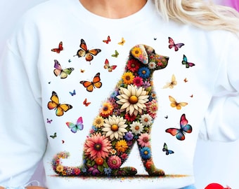 Floral Dog PNG: Retro Coquette Bow Design (Digital Download)