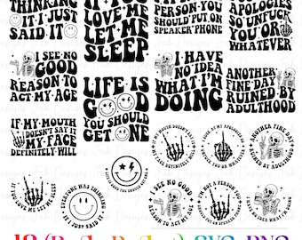 18 Snarky skulls bundle designs SVG, Adult humor svg, Sarcastic bundle svg, Funny skeleton bundle svg, skeleton svg, Sassy Bundle svg