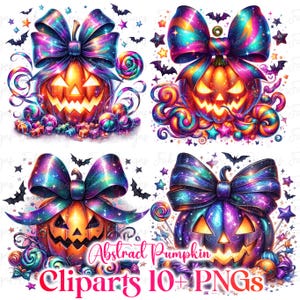 Lot de 10 cliparts citrouille d'Halloween aquarelle, Abtsarct citrouille clipart Png, automne automne citrouille Halloween Clipart, clipart citrouille png