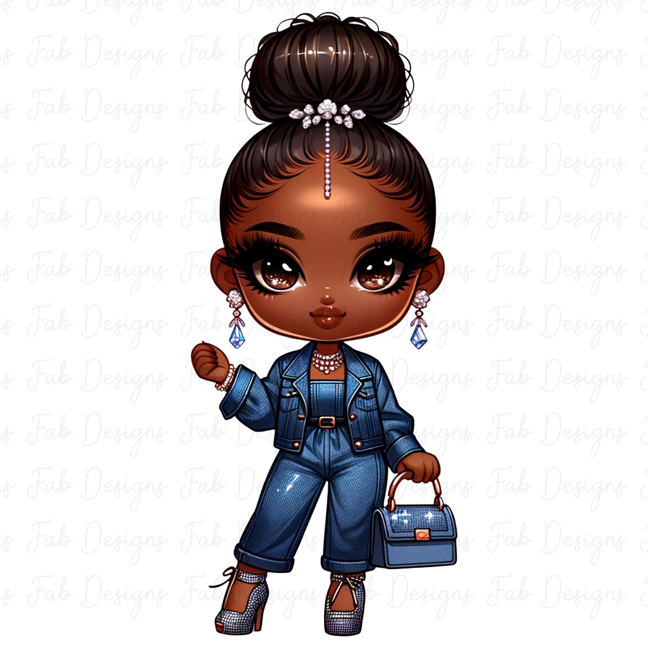 26 Chibi Black Girl Clipart Bundle: Fashion Graphics (digital Download ...