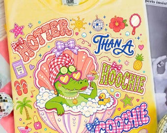 Hotter Than a Hoochie Coochie PNG, Funny Western Summer Design, Cowboy Gator Float Graphic, Lake Life Shirt Digital Download