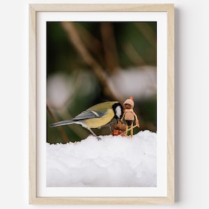 Tit e Little Oak folk. Fotografia STAMPA, Arte della fotografia naturalistica, Decorazione della fauna selvatica, Opaco senza cornice