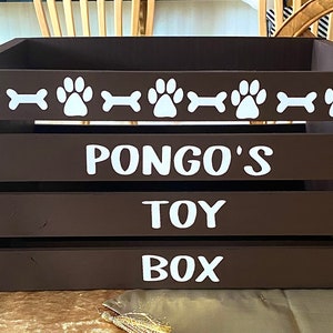 Aangepaste opbergdoos voor hondenspeelgoed - gepersonaliseerde speelgoedbak voor huisdieren, houten kist met hondennaam, opberger hondenspeelgoed, opberging puppyaccessoires