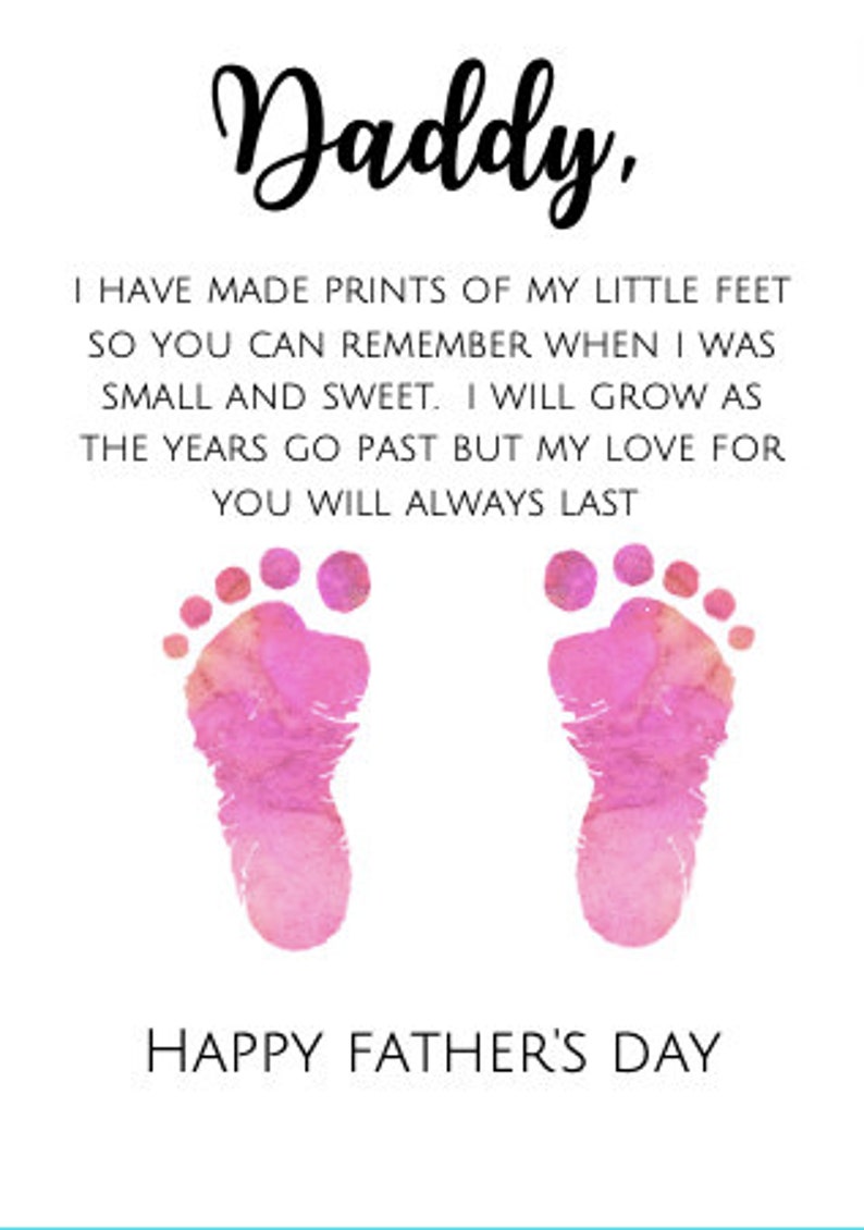 INSTANT DOWNLOAD Fathers Day Footprint Craft Print at home Baby Child Keepsake Printable image 2