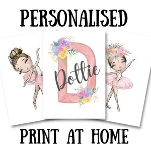 Personalised Ballerina Prints  - Set of 3 | Print at Home | Digital Download