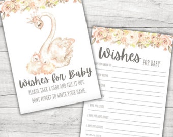 Swan Baby Shower wishes for Baby and Message Cards