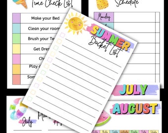 INSTANT DOWNLOAD Printable Summer Planner | Summer Bucket List |