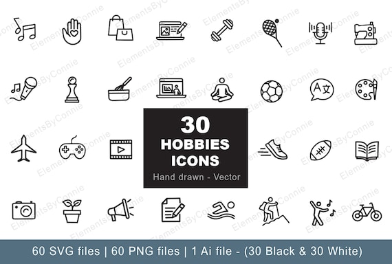 Hobby & Resume Icons: Planner Graphics (SVG, PNG, Ai)