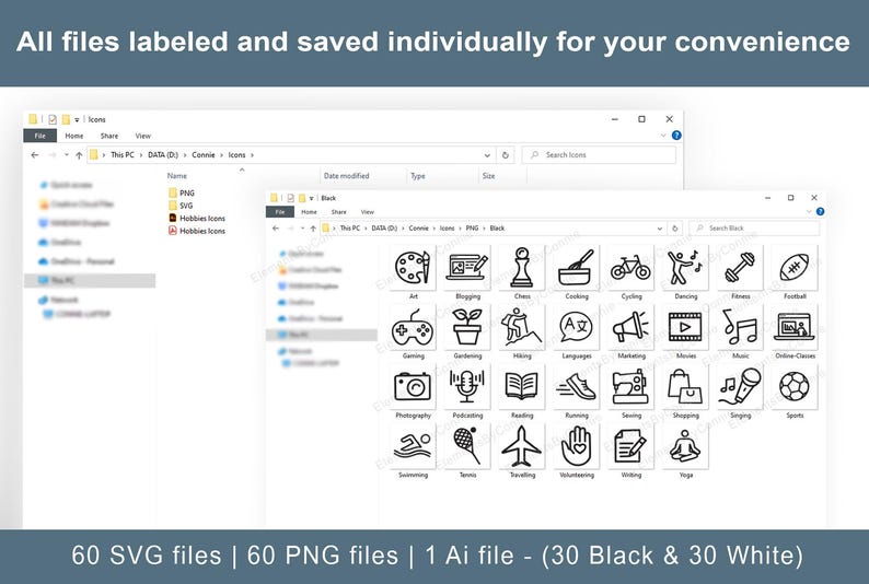 Hobby Icons, 30 Black and White Vector Designs in SVG and PNG image 6