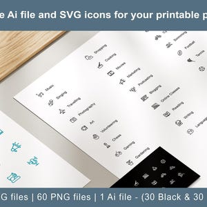 Hobby Icons, 30 Black and White Vector Designs in SVG and PNG image 2