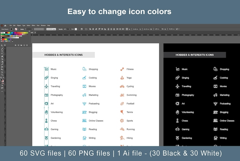 Hobby Icons, 30 Black and White Vector Designs in SVG and PNG image 5