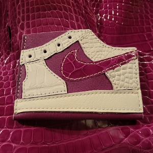 cardholder alligator blanc et rose
