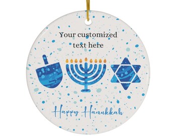 Happy Hanukkah Personalized Ornament, Ceremic