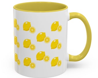 Lemon Coffee Mug, 11 oz Graphic Coffee Mug, Cool Gift for Coffee Lovers, Unique Design Coffee Cup, Birthday Gift for Her, Vegan Mug