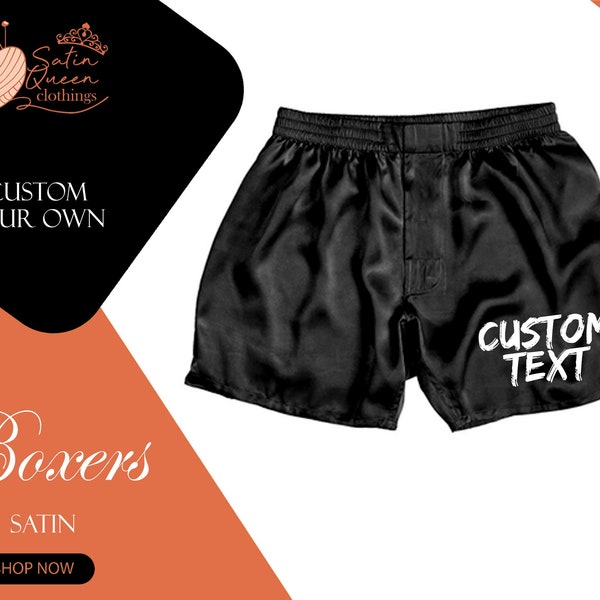 Customized Satin Shorts Personalized Satin Boxer Custom Boxer Men's Silk Satin Pajamas Short Pants Sleep Bottoms Men Luxury Men's Shorts