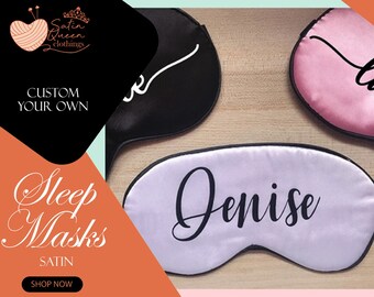 Custom Eye Mask Personalized Sleep Eye Mask Satin Eye Mask Customize Bachelorette Party Mask Bridal Eye Mask Gift For Her Wedding Gift