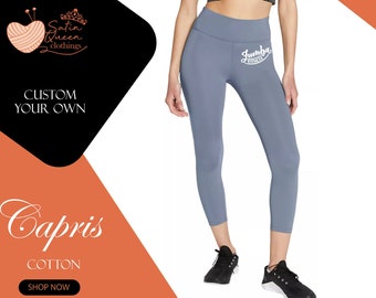 3/4 Capri Pants Workout Capri Personalized Capri Gym Capri Yoga Capri Custom Print Capri Custom Gift For Her Capri leggings Exercise Capri