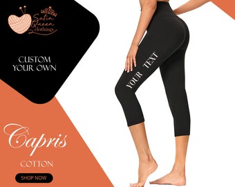 Personalized Capri Gym Capri 3/4 Capri Pants Workout Capri Yoga Capri Custom Print Capri Custom Gift For Her Capri leggings Exercise Capri