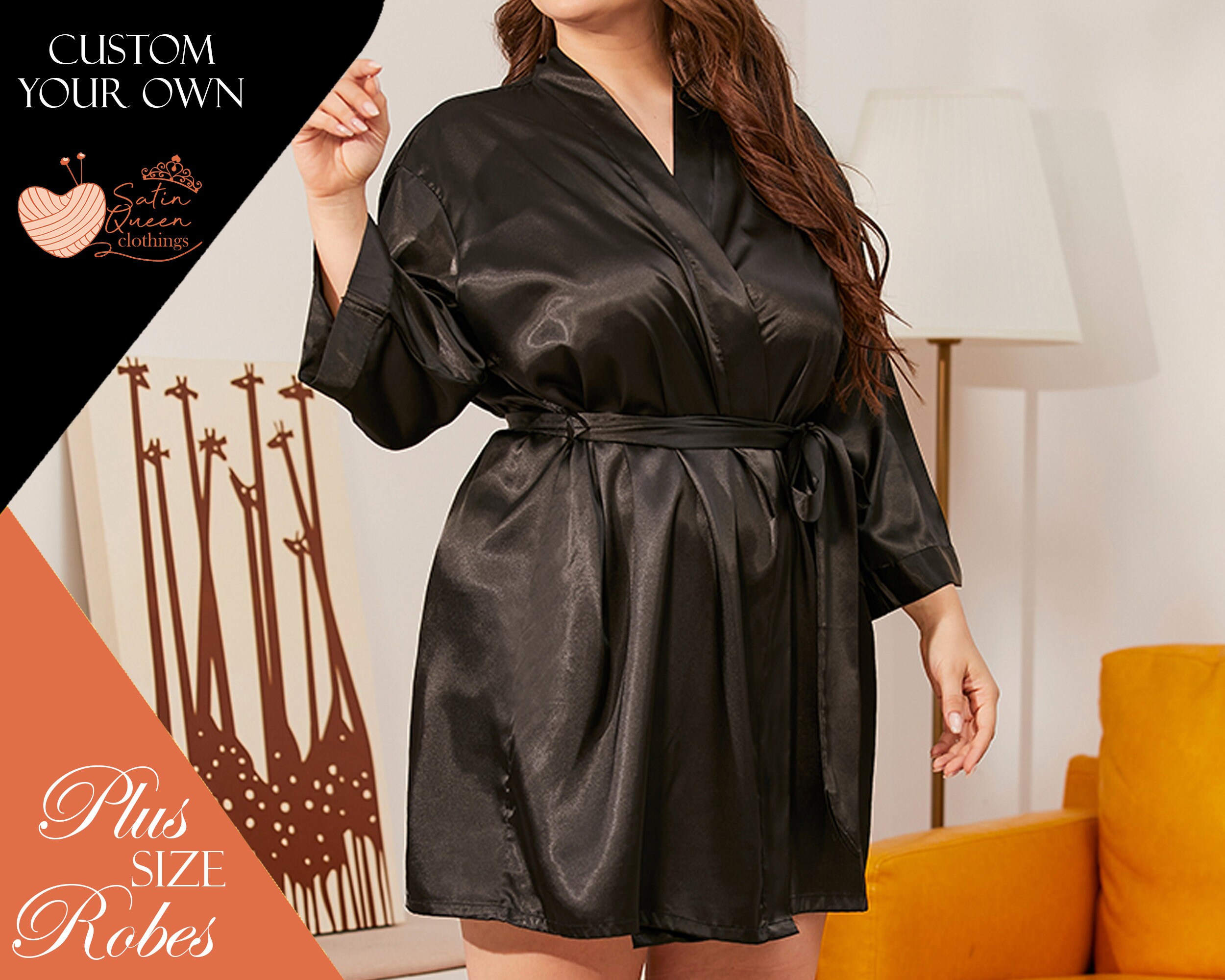 plus size satin robe