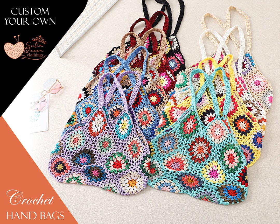 Crochet Tote Bag Crochet Hippie Bag Retro Bag Gift for Her Etsy