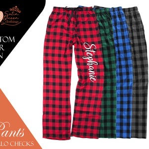 Personalized Flannel Pajama, Custom Flannel Pajama,Adult Men Women Unisex,PJ Bottoms Bride Pajamas Pants Flannel Pajama Pants Buffalo Plaid