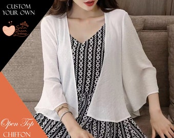 Bridal Chiffon Cover Up Bridesmaid Cardigan Women's Kimono Blouse Women Evening Dress Beachwear Swimsuit Beach Dress Plus Size