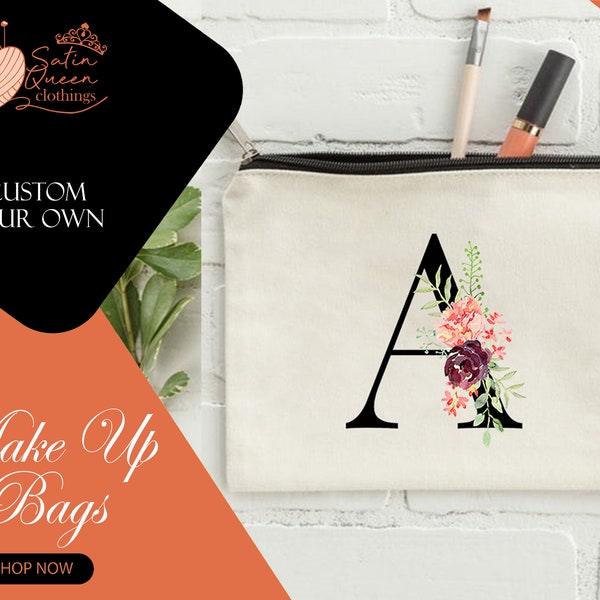 Initial Cosmetic Bag Etsy