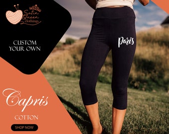 Personalized Capri Gym Capri 3/4 Capri Pants Workout Capri Yoga Capri Custom Print Capri Custom Gift For Her Capri leggings Exercise Capri