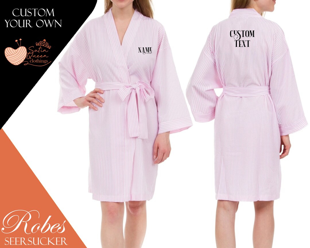 Personalized Seersucker Robes Designer Seersucker Striped Etsy